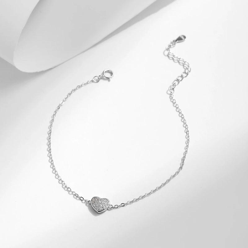 925 Sterling Silver Romantic Love Heart Bracelet