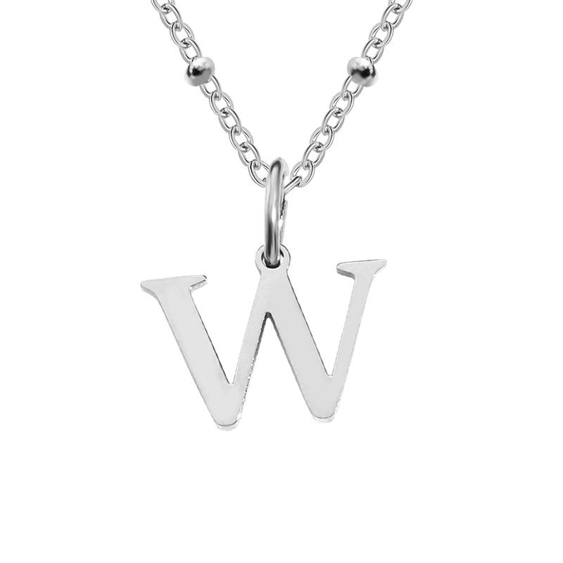 Silver Beaded Initial Personalised Letter Jewellery Necklace