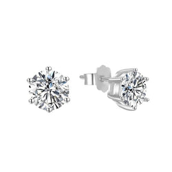 925 Sterling Silver Round Zircon Diamond Ear Stud Earrings