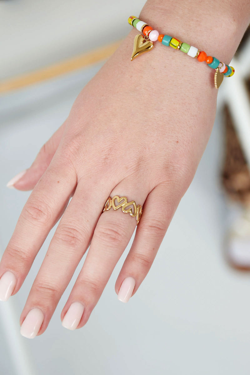 Gold Twisted Love Heart Ring