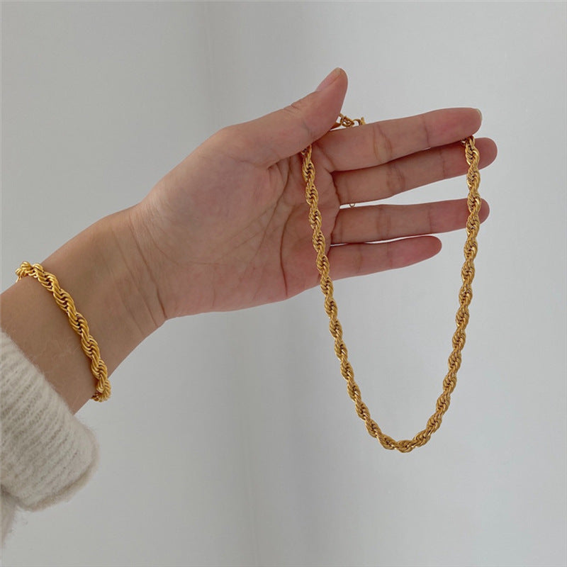 Gold Twisted Rope Chain Bracelet