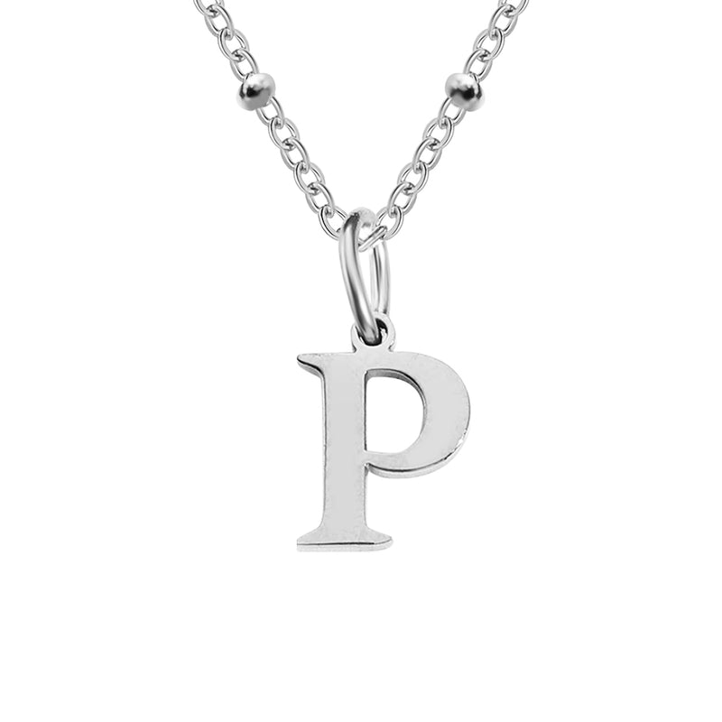 Silver Beaded Initial Personalised Letter Jewellery Necklace