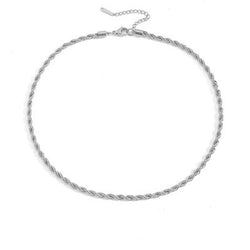Silver Twisted Rope Chain Necklace
