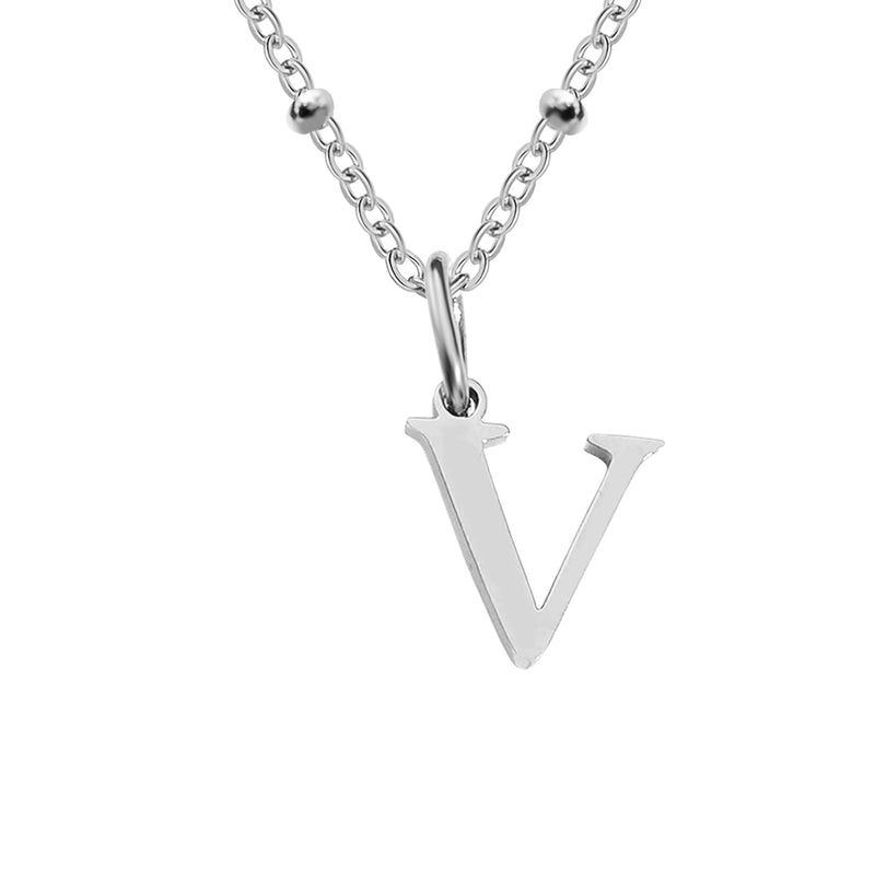 Silver Beaded Initial Personalised Letter Jewellery Necklace