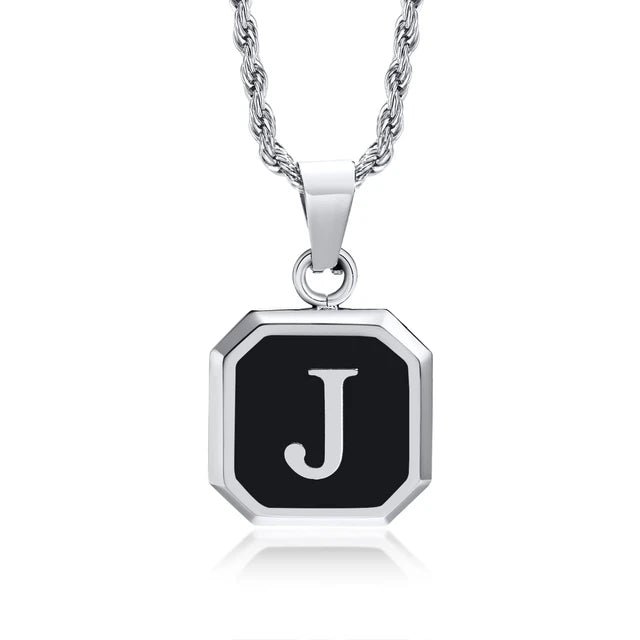 Mens A-Z Initial Rope Chain Pendant Necklace