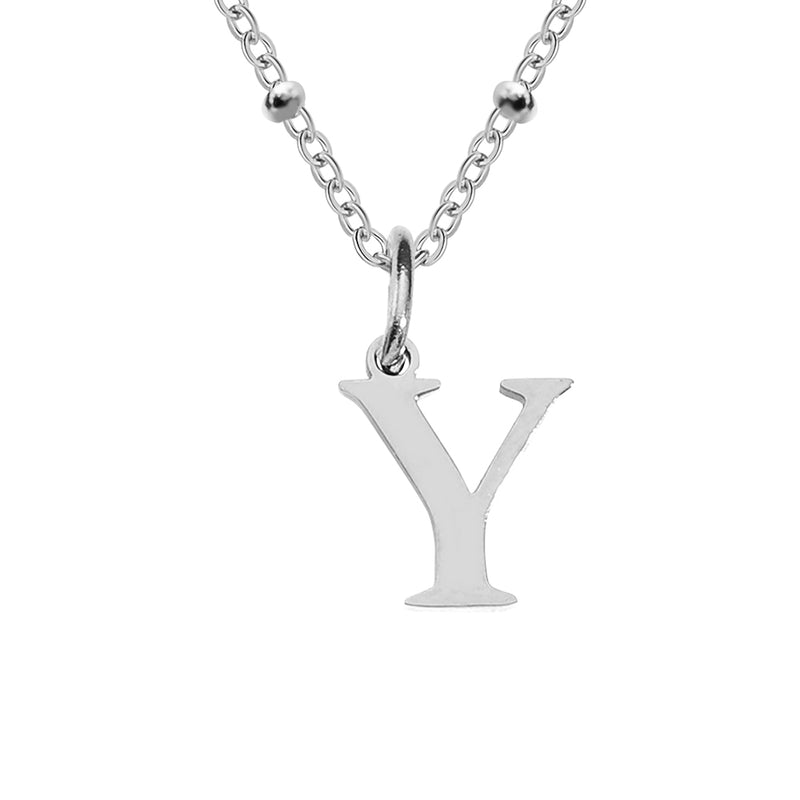 Silver Beaded Initial Personalised Letter Jewellery Necklace