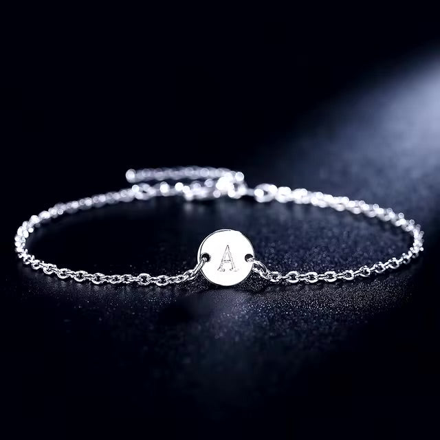 925 Sterling Silver Personalised A-Z Initial Chain Letter Bracelet