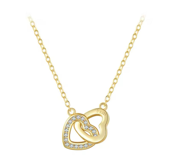 925 Sterling Silver Connected Love Hearts Necklace