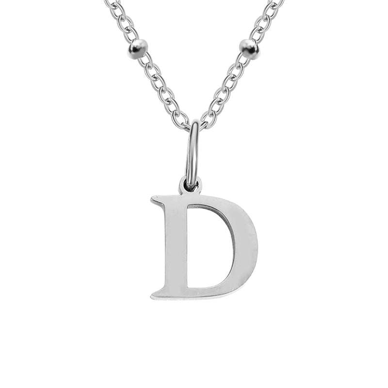 Silver Beaded Initial Personalised Letter Jewellery Necklace