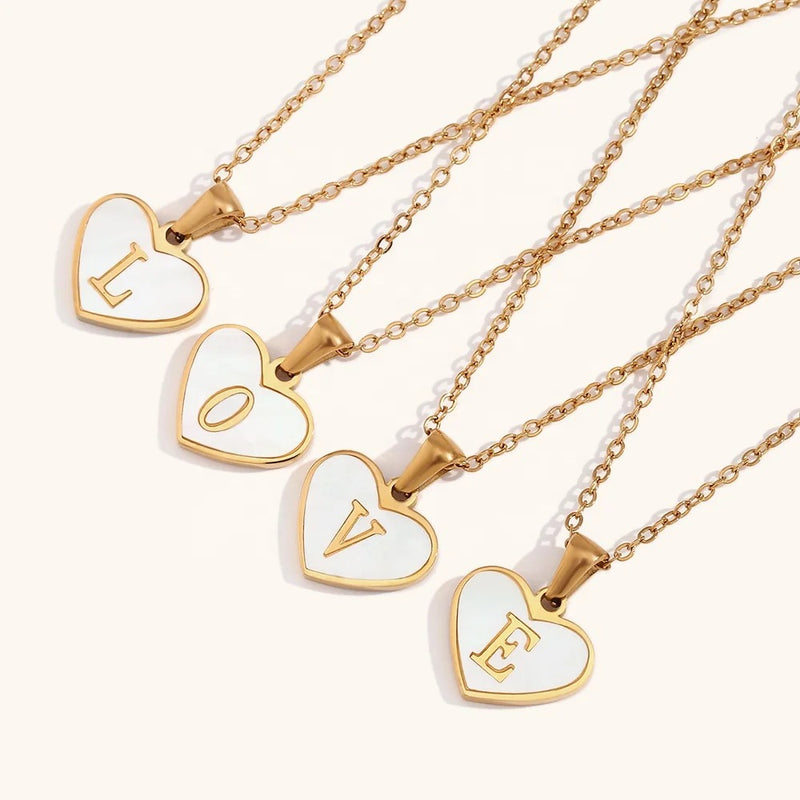 Gold A-Z Olivia Initial Love Heart Letter Necklace