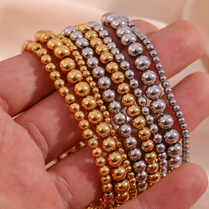 Gold Beaded Ball Stretch Bracelet