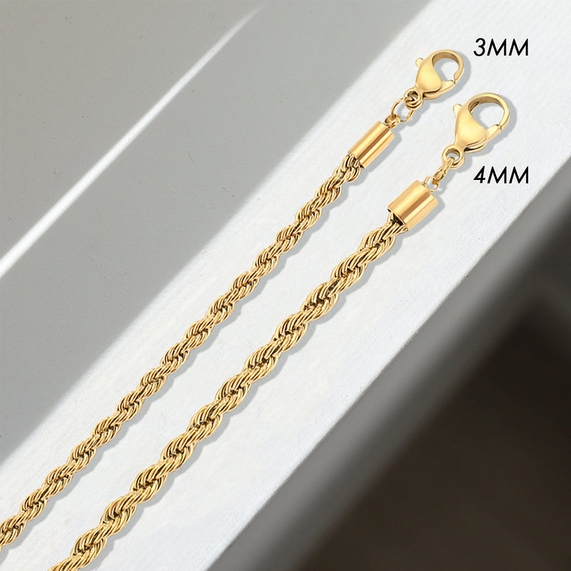 Gold Twisted Rope Chain Necklace