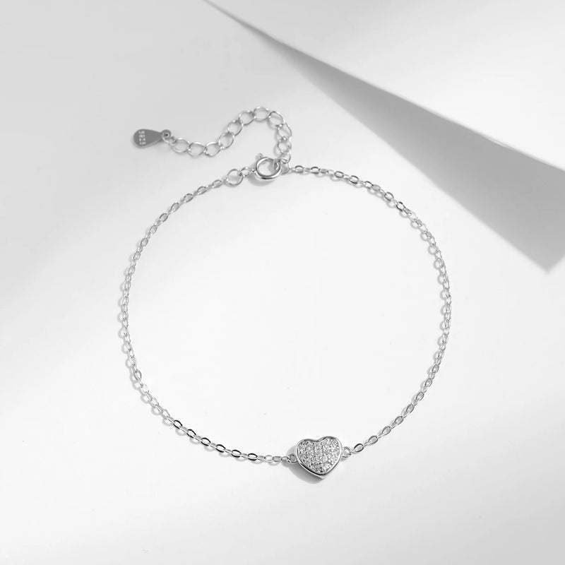 925 Sterling Silver Romantic Love Heart Bracelet