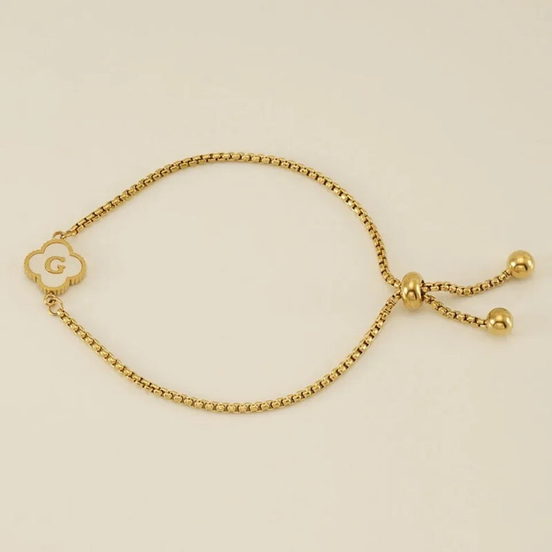 Gold A-Z Initial Clover Letter Bracelet