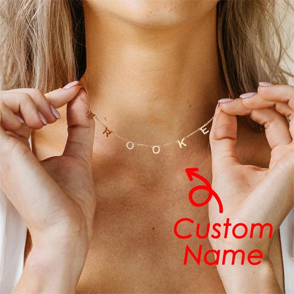 Personalised Custom Letter Choker Necklace Pendant Nameplate Gift