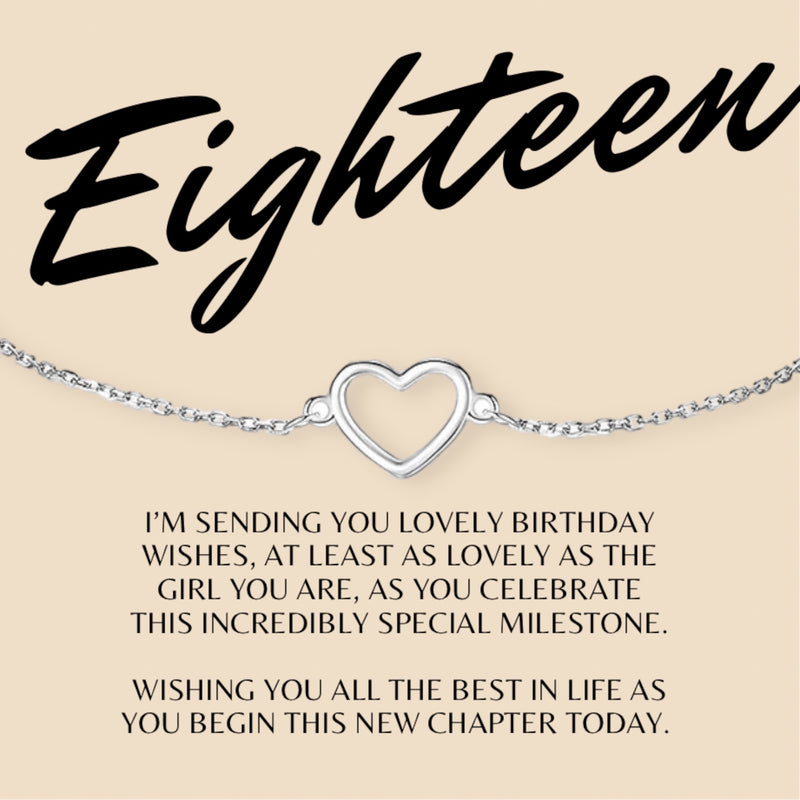 Eighteen (18) Happy Birthday Heart Bracelet