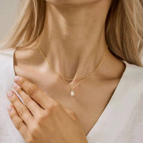 Minimalist Double Layer Freshwater Pearl Necklace