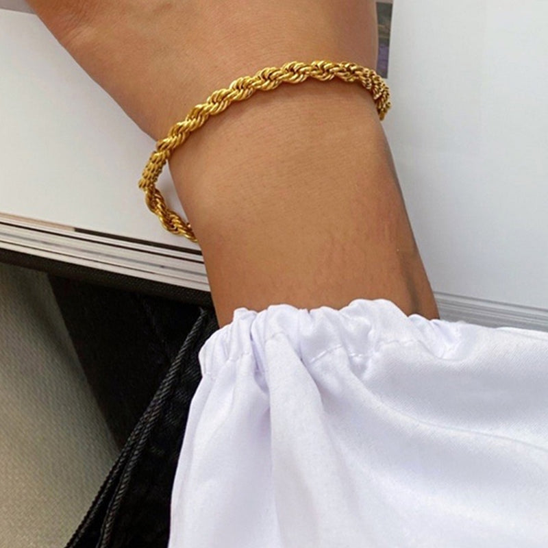 Gold Twisted Rope Chain Bracelet