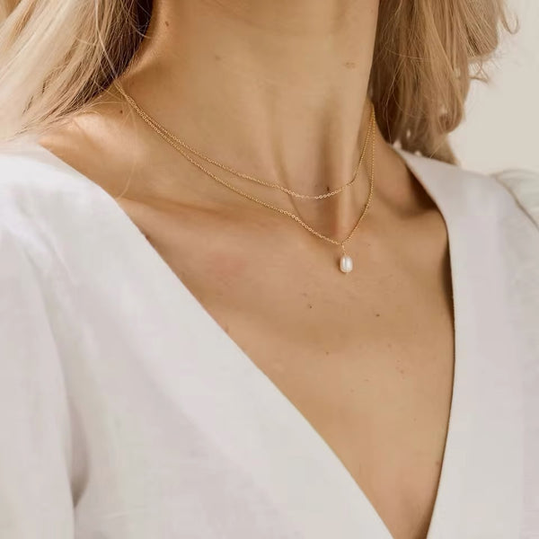 Minimalist Double Layer Freshwater Pearl Necklace