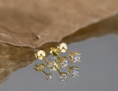 3 Pieces / Set 925 Sterling Silver Ear Stud Zircon Diamond Earrings