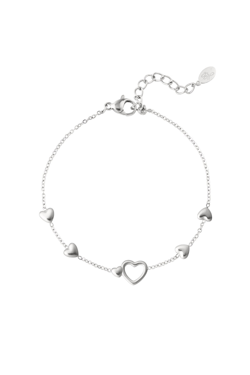 Silver All You Need Is Love Heart Charm Bracelet