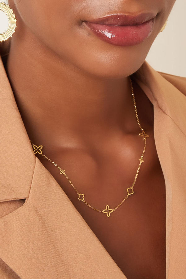 Gold Minimalist Clover Charm Necklace