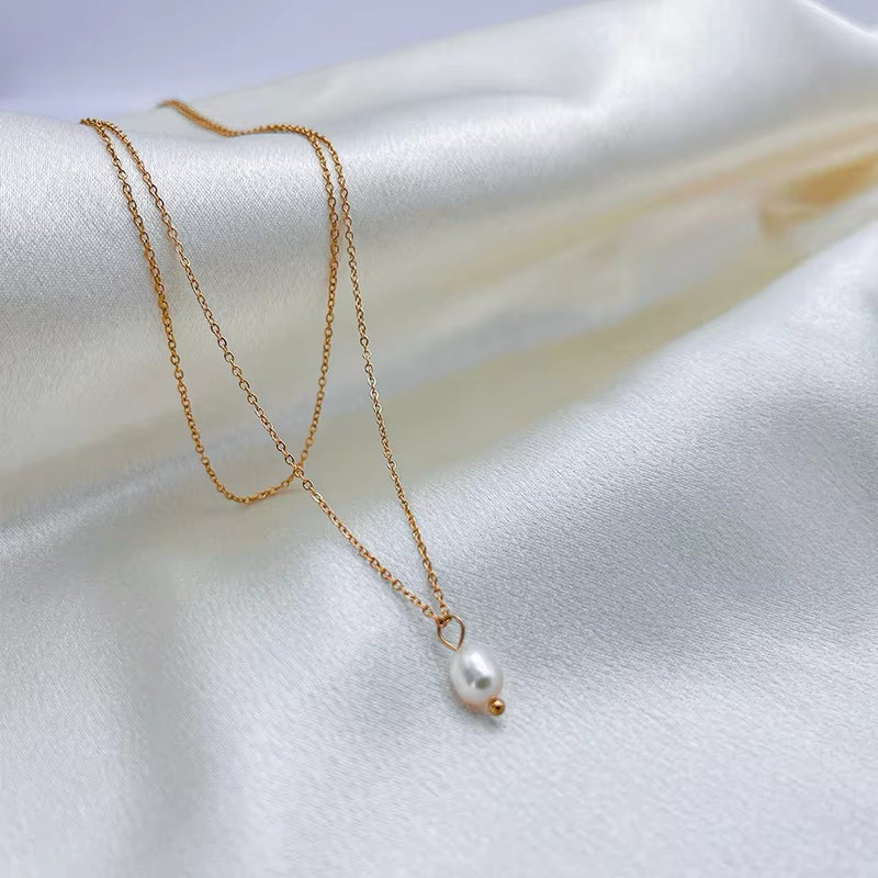 Minimalist Double Layer Freshwater Pearl Necklace