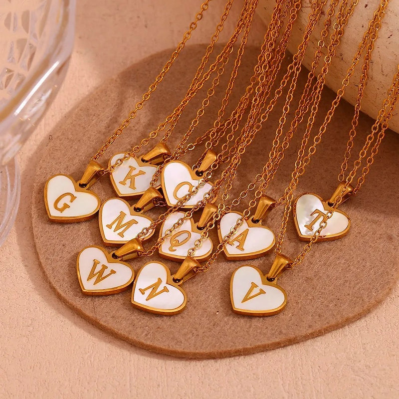 Gold A-Z Olivia Initial Love Heart Letter Necklace