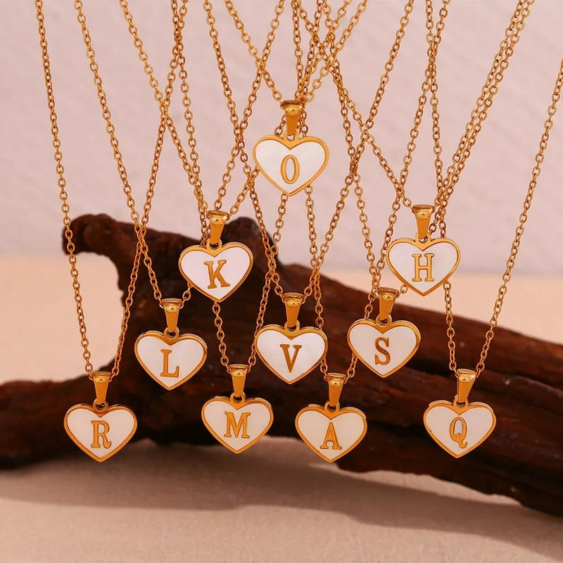 Gold A-Z Olivia Initial Love Heart Letter Necklace