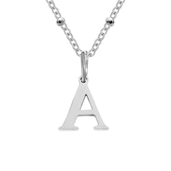 Silver Beaded Initial Personalised Letter Jewellery Necklace