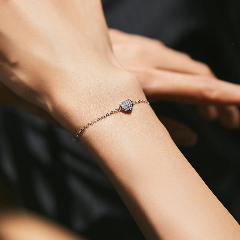 925 Sterling Silver Romantic Love Heart Bracelet