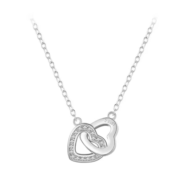 925 Sterling Silver Connected Love Hearts Necklace