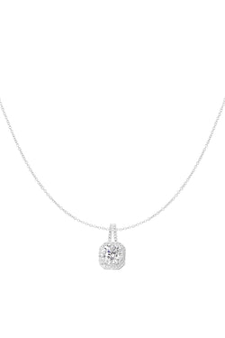 925 Sterling Silver Square Cubic Zirconia Necklace