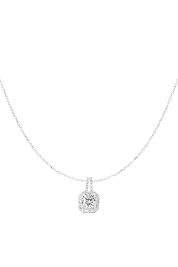 925 Sterling Silver Square Cubic Zirconia Necklace