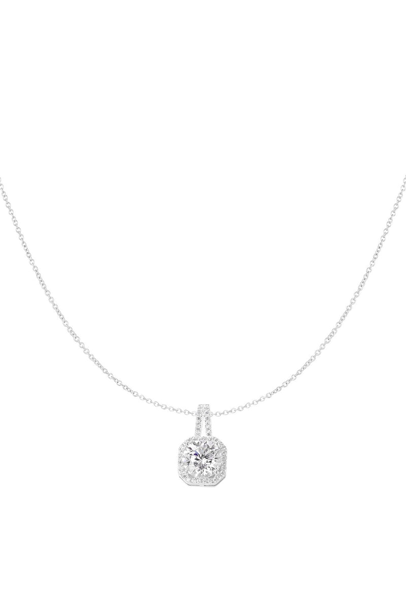 925 Sterling Silver Square Cubic Zirconia Necklace