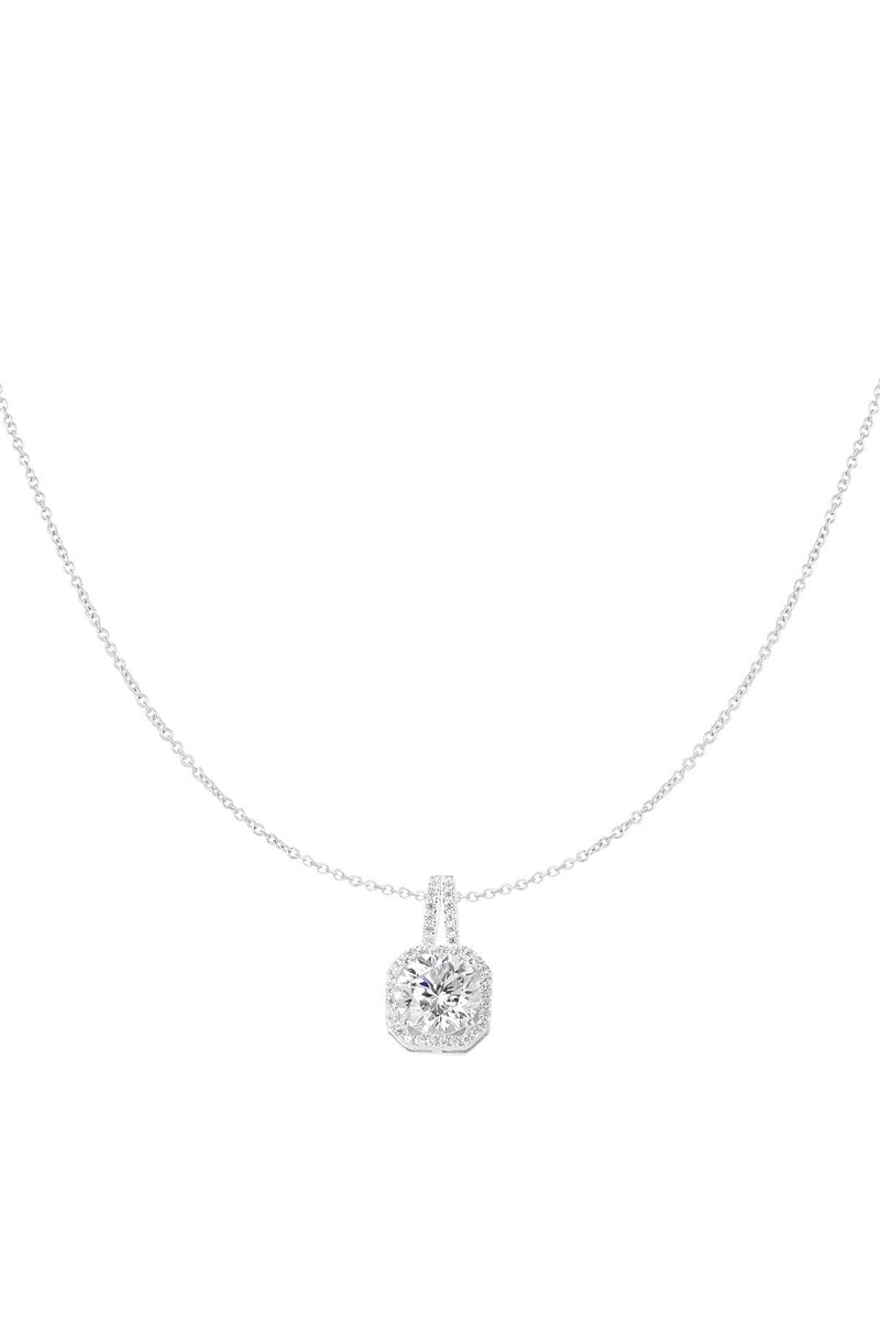 925 Sterling Silver Gold Square Cubic Zirconia Necklace