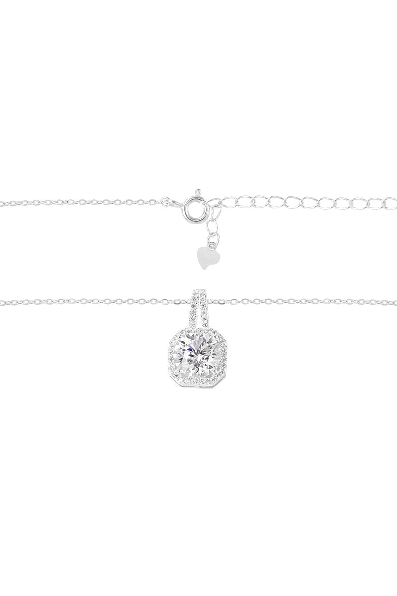 925 Sterling Silver Gold Square Cubic Zirconia Necklace