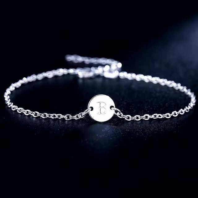 925 Sterling Silver Personalised A-Z Initial Chain Letter Bracelet