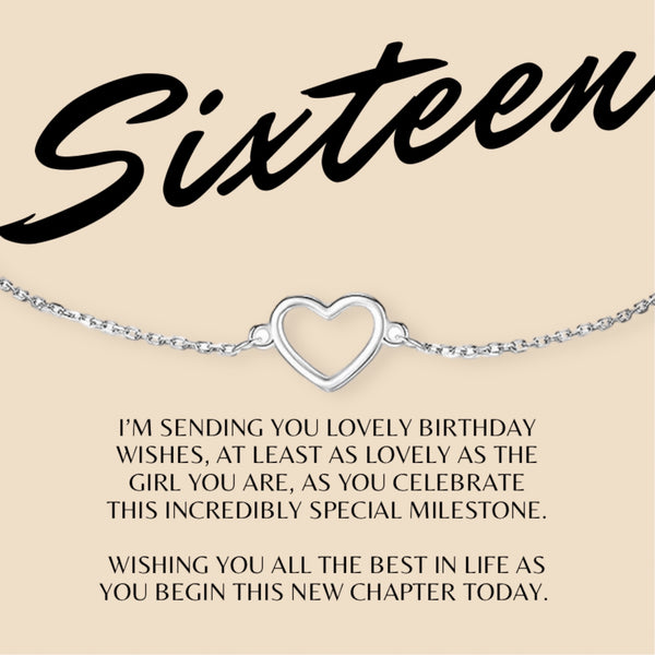 Sixteen (16) Happy Birthday Heart Bracelet