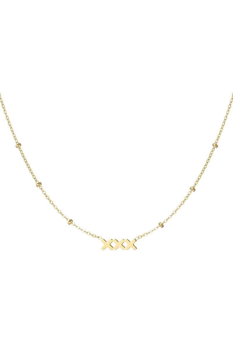 Gold Beaded Triple XXX Necklace