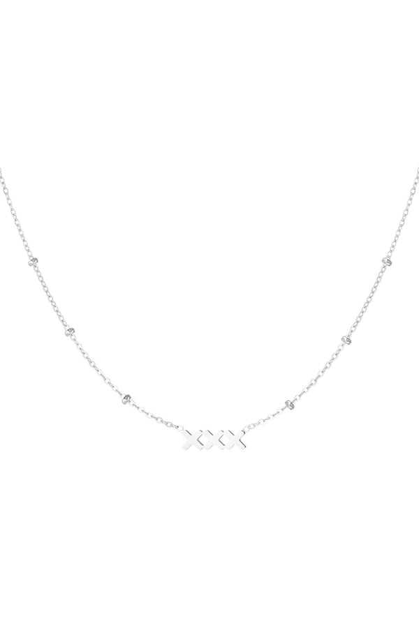 Silver Beaded Triple XXX Necklace