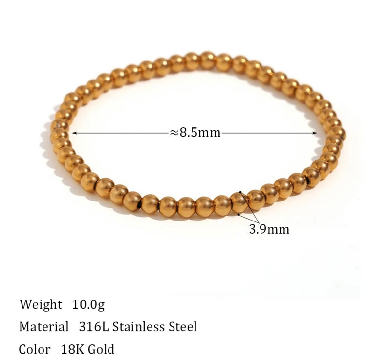 Gold Beaded Ball Stretch Bracelet