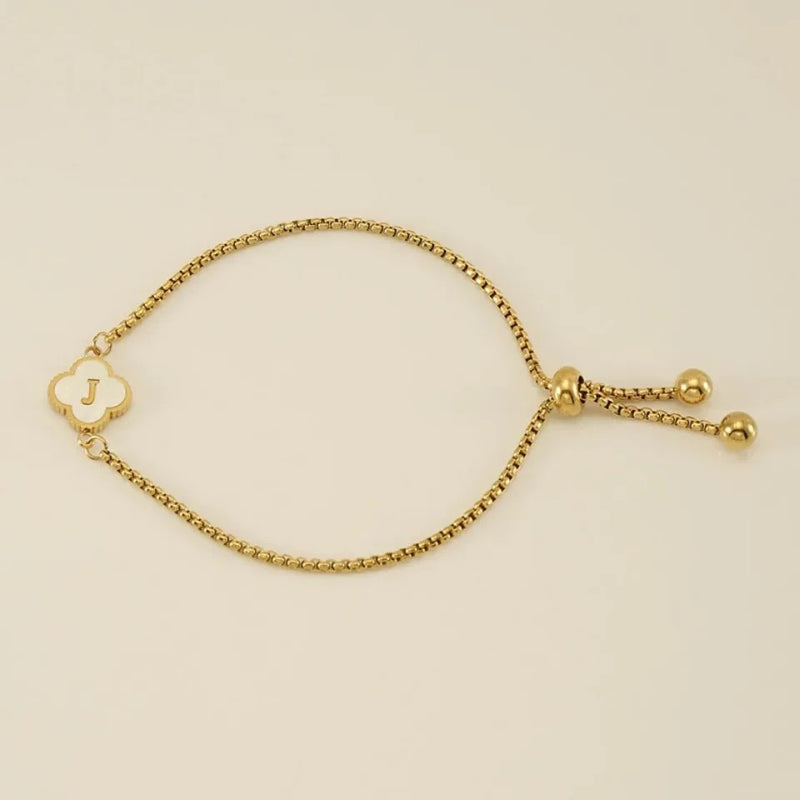 Gold A-Z Initial Clover Letter Bracelet