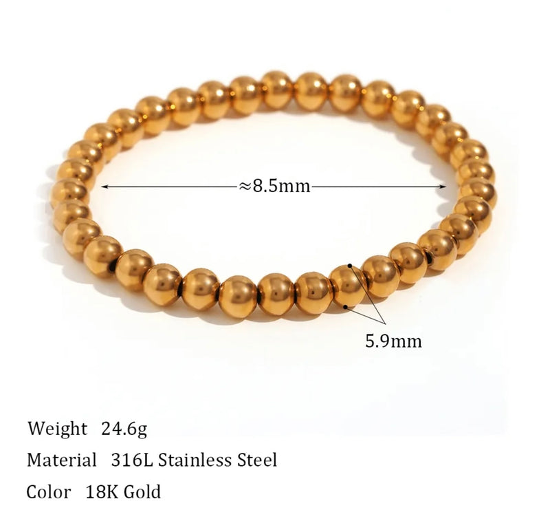 Gold Beaded Ball Stretch Bracelet