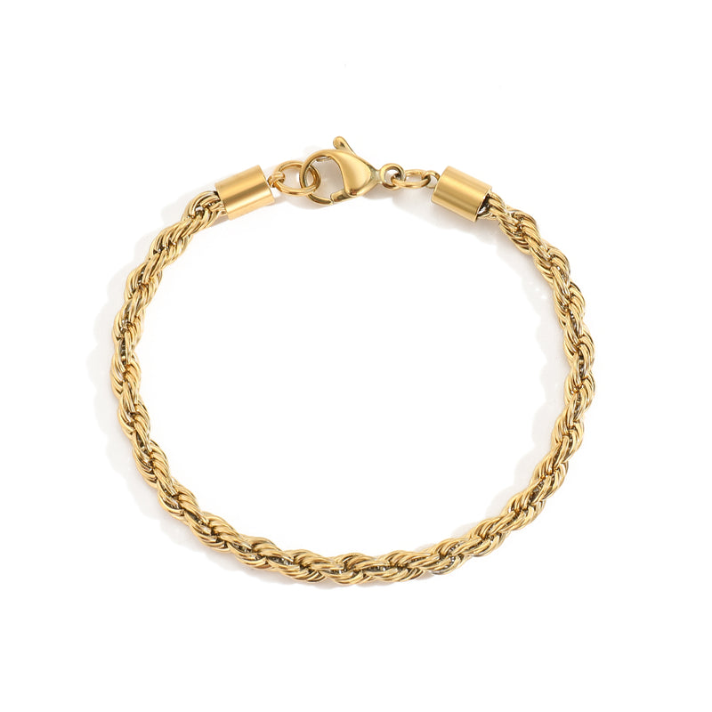 Gold Twisted Rope Chain Bracelet