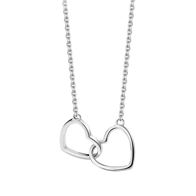 925 Sterling Silver Connected Love Heart Necklace