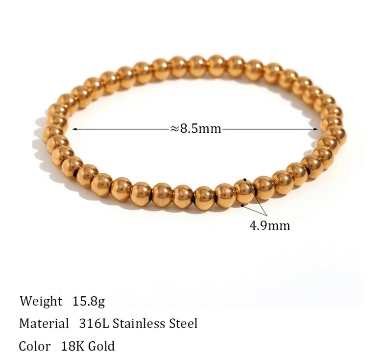 Gold Beaded Ball Stretch Bracelet