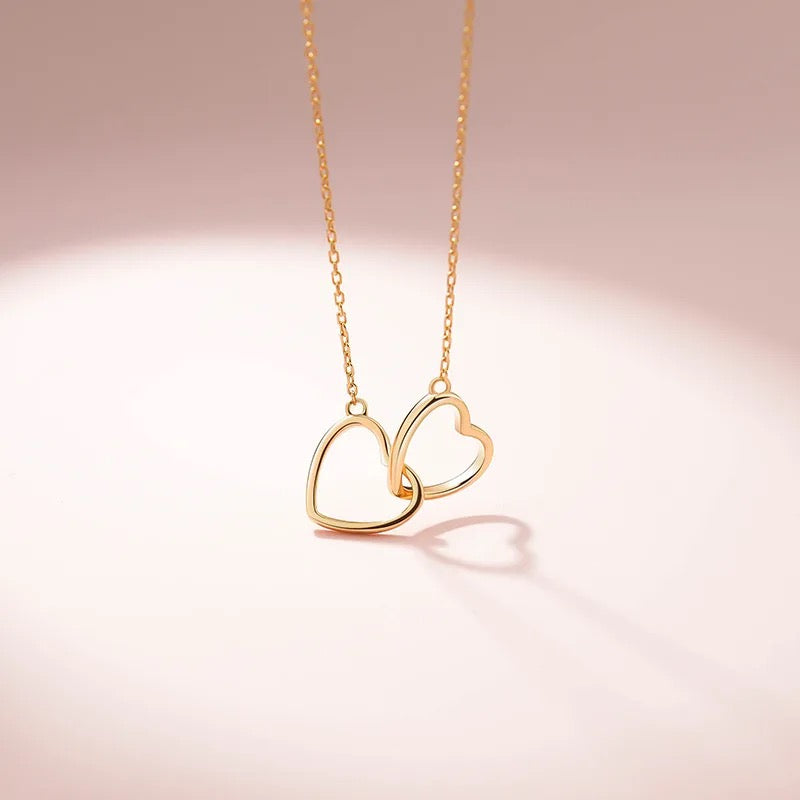 925 Sterling Silver Connected Love Heart Necklace