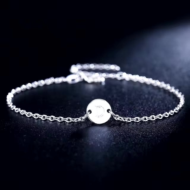 925 Sterling Silver Personalised A-Z Initial Chain Letter Bracelet