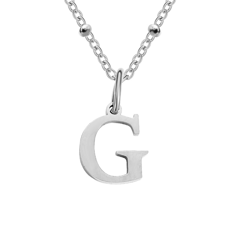 Silver Beaded Initial Personalised Letter Jewellery Necklace